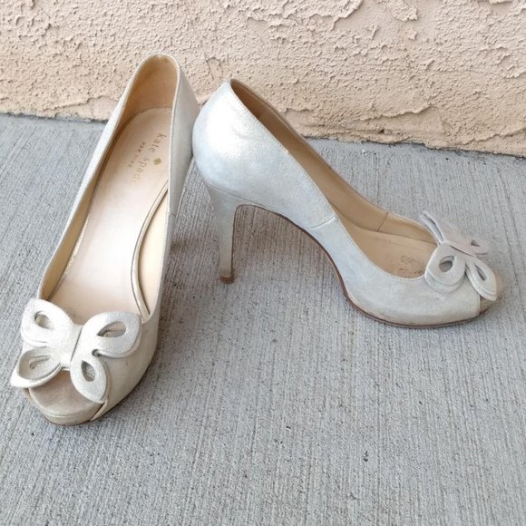 Kate Spade 7 Gina Butterfly Gold Shimmer Heels - Picture 4 of 7